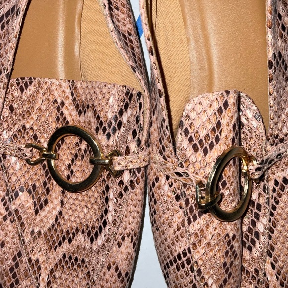 Quipid SNAKE skin blush pink brown with gold flat pointed loafer shoes size 10 - Picture 5 of 9